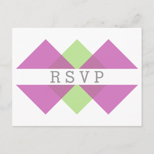 Fuchsia Green Geometric Triad RSVP Briefkaart (Voorkant)