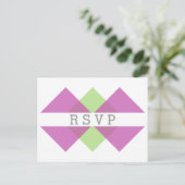 Fuchsia Green Geometric Triad RSVP Briefkaart (Staand voorkant)
