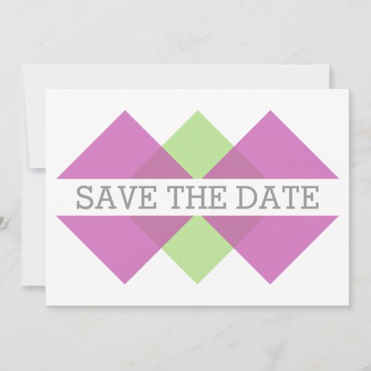 Fuchsia Green Geometric Triad Save the Date Invite (Voorkant)