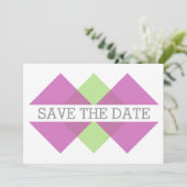 Fuchsia Green Geometric Triad Save the Date Invite (Staand voorkant)