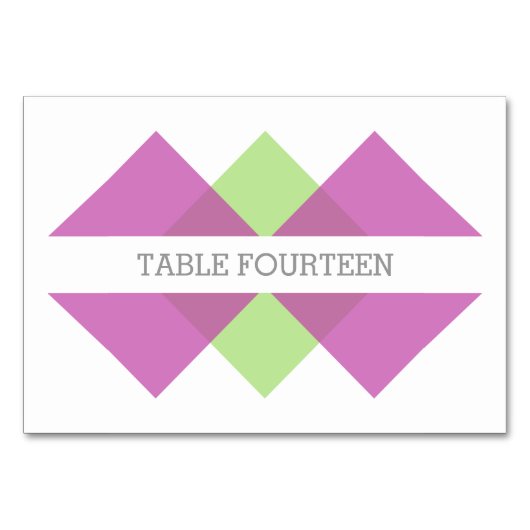 Fuchsia Green Geometric Triad Table Kaart (Voorkant)