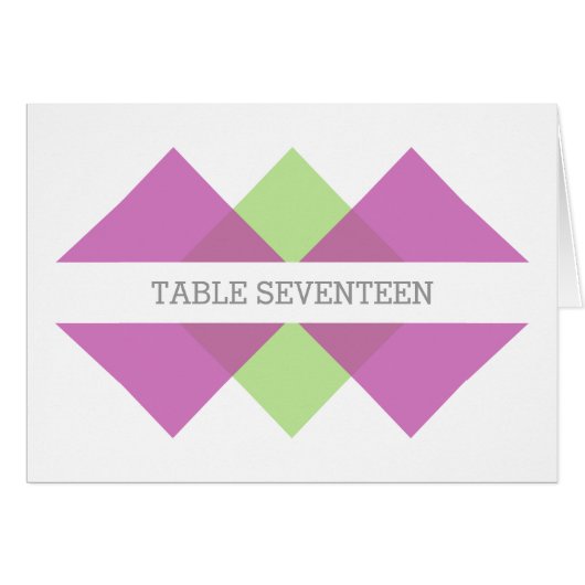 Fuchsia Green Geometric Triad Table Number Kaart (Voorkant Horizontaal)