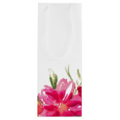 Fuchsia Green Waterverf Floral Wedding Wijn Cadeautas (Achterkant)