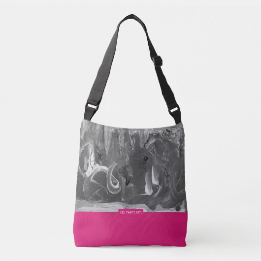 Fuchsia&Grey, Abstract Art Crossbody Tas (Voorkant)