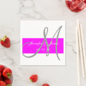 Fuchsia Grijs Modern Trouwpapier Servetten (Insitu)