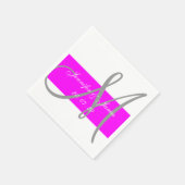 Fuchsia Grijs Modern Trouwpapier Servetten (Hoek)