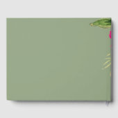 Fuchsia Groene Waterverf Bloemachtige Trouw Gastenboek (Achterkant)