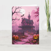 Fuchsia halloween landhuis kaart (Voorkant)