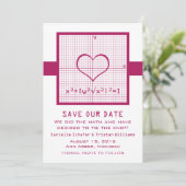 Fuchsia Hart Math Grafiek Bewaar deze datum uitnod Save The Date (Staand voorkant)