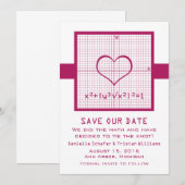 Fuchsia Hart Math Grafiek Bewaar deze datum uitnod Save The Date (Voorkant / Achterkant)