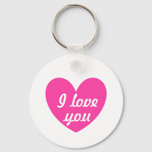 Fuchsia hart op wit sleutelhanger