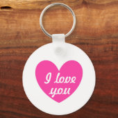 Fuchsia hart op wit sleutelhanger (Voorkant)