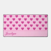 Fuchsia Hart Patroon Handgeschreven Naam Roze Bureaumat (Voorkant)