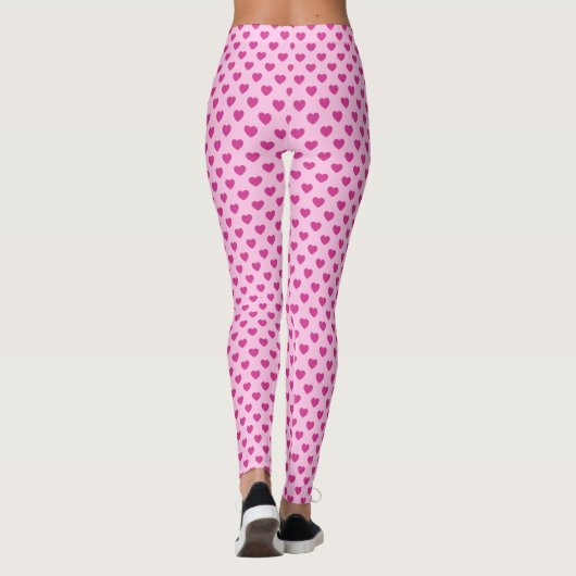 Fuchsia Hart Patroon Pastel Roze Valentijn Leggings (Achterkant)
