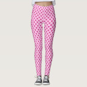 Fuchsia Hart Patroon Pastel Roze Valentijn Leggings (Voorkant)