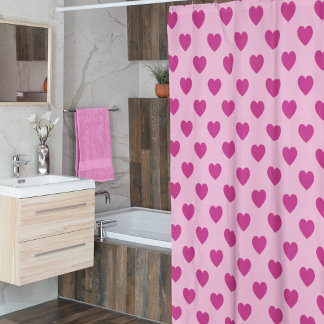 Fuchsia Hart Patroon Roze Preppy2k Douchegordijn