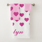 Fuchsia Hart Patroon y2k Roze Preppy Bad Handdoek (Insitu)