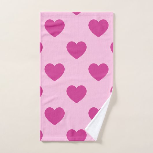 Fuchsia Hart Patroon y2k Roze Preppy Bad Handdoek (Handdoek)