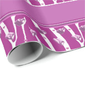 Fuchsia Harten en Strepen Cadeaupapier (Rol Hoek)
