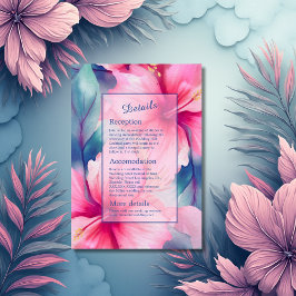 fuchsia hawaiian tropical floral hibiscus wedding informatiekaartje