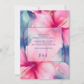fuchsia hawaiian tropical floral hibiscus wedding kaart (Achterkant)