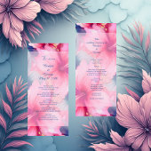 fuchsia hawaiian tropical floral hibiscus wedding programmakaart