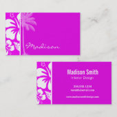 Fuchsia Hawaiian Tropical Hibiscus; Palm Visitekaartje (Voorkant / Achterkant)
