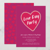 Fuchsia Heart Chocolate Box Valentijnsdag Party Kaart (Voorkant / Achterkant)