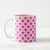 Fuchsia Heart Pattern Preppy y2k Esthetisch Roze Tweekleurige Koffiemok (Links)