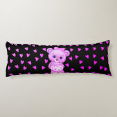 Fuchsia Heart Print Teddy Bear Body Pillow Lichaamskussen (Achterkant)