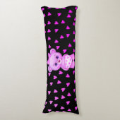 Fuchsia Heart Print Teddy Bear Body Pillow Lichaamskussen (Voorkant Verticaal)