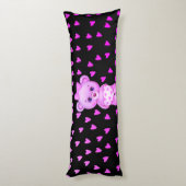 Fuchsia Heart Print Teddy Bear Body Pillow Lichaamskussen (Achterkant (Verticaal))