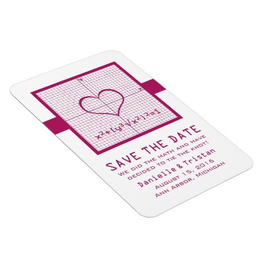 Fuchsia Heart Wiskunde Graph Save the Date Magnet Magneet (Rechterzijde)