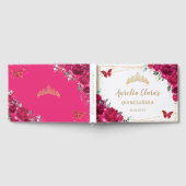 Fuchsia Heet Roze Bloemenvlinders QUINCEAÑERA Gastenboek (Volledig)
