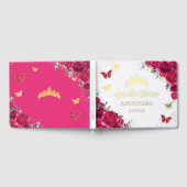 Fuchsia Heet Roze Bloemenvlinders QUINCEAÑERA Gastenboek (Volledig)