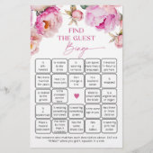 Fuchsia heldere pioen Vind het gast bingogame (Voorkant)