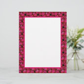 Fuchsia Hibiscus Border Stationery to Customise (Staand voorkant)