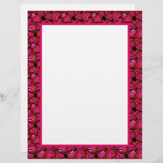 Fuchsia Hibiscus Border Stationery to Customise (Voorkant / Achterkant)