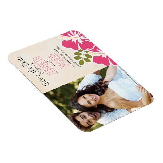 Fuchsia Hibiscus Foto Opslaan van de Datum Magneet (Rechterzijde)