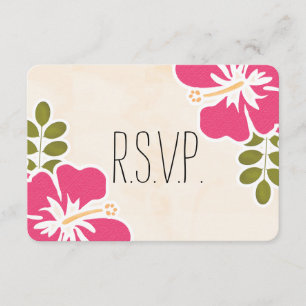 FUCHSIA HIBISCUS HAWAÏAN WEDDING RESPONS KAART