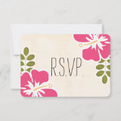 FUCHSIA HIBISCUS HAWAÏAN WEDDING RESPONS KAART (Voorkant)