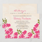 Fuchsia Hibiscus Hawaiian Birthday Party Kaart (Voorkant / Achterkant)