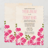 Fuchsia Hibiscus Hawaiian Huwelijksuitnodigingen Kaart (Voorkant / Achterkant)