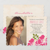 Fuchsia Hibiscus Hawaiian Luau Sweet 16 Foto Kaart (Voorkant / Achterkant)