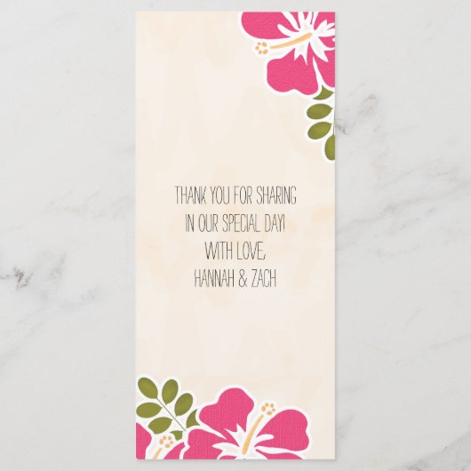 Fuchsia Hibiscus Hawaiian Menu Kaarten (Achterkant)