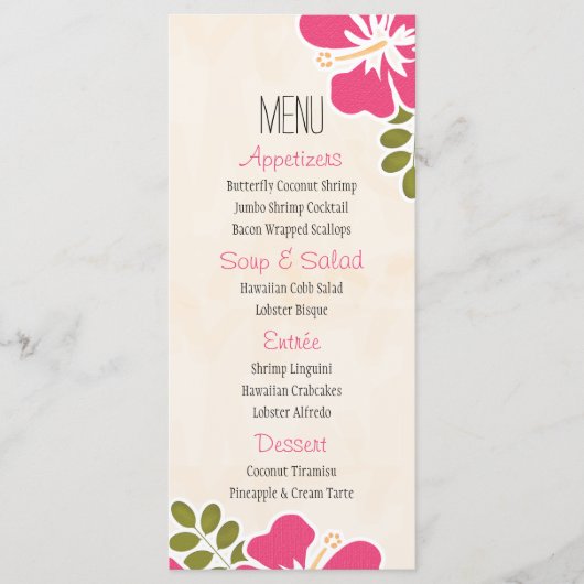 Fuchsia Hibiscus Hawaiian Menu Kaarten (Voorkant)
