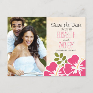 Fuchsia Hibiscus Hawaiian Save the Date Briefkaart