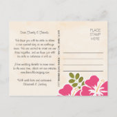 Fuchsia Hibiscus Hawaiian Save the Date Briefkaart (Achterkant)