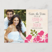 Fuchsia Hibiscus Hawaiian Save the Date Briefkaart (Voorkant)