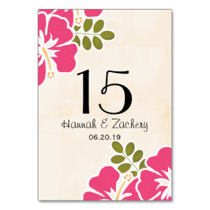 FUCHSIA HIBISCUS HAWAIIAN TROPICAL TABLE NUMBER KAART